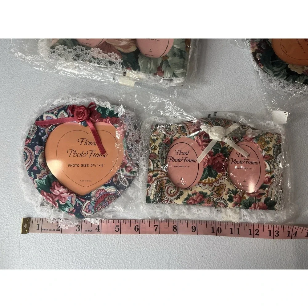Vtg Floral Fabric Picture Frame Lot Of‎ 7 2